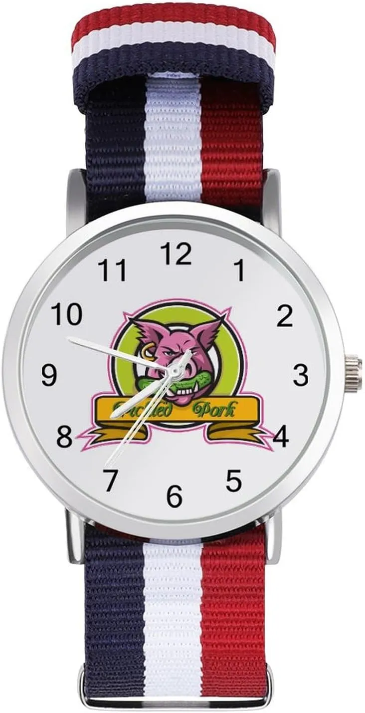 Pickle Nylon Braided Strap Outdoor Sport Business Wrist Watches Easy Reader Work Casual Watch Wild Hog unaided excavation Biting 