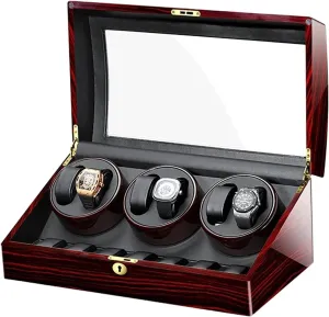 Pillow (C 6 7) Watch Display convenient Box Watch Winder for Automatic Watches, with Extra Watch Storages, Wood Shell Piano Finish, Silent Motor, Flexible Watch 