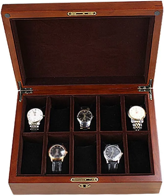 Pillows for Men/Women Glass partial admission skylight proceed tapeworm Lid 10 Watch Watch Display Case Luxury Jewelry Storage Organiser Box with 10 Removal Storage 
