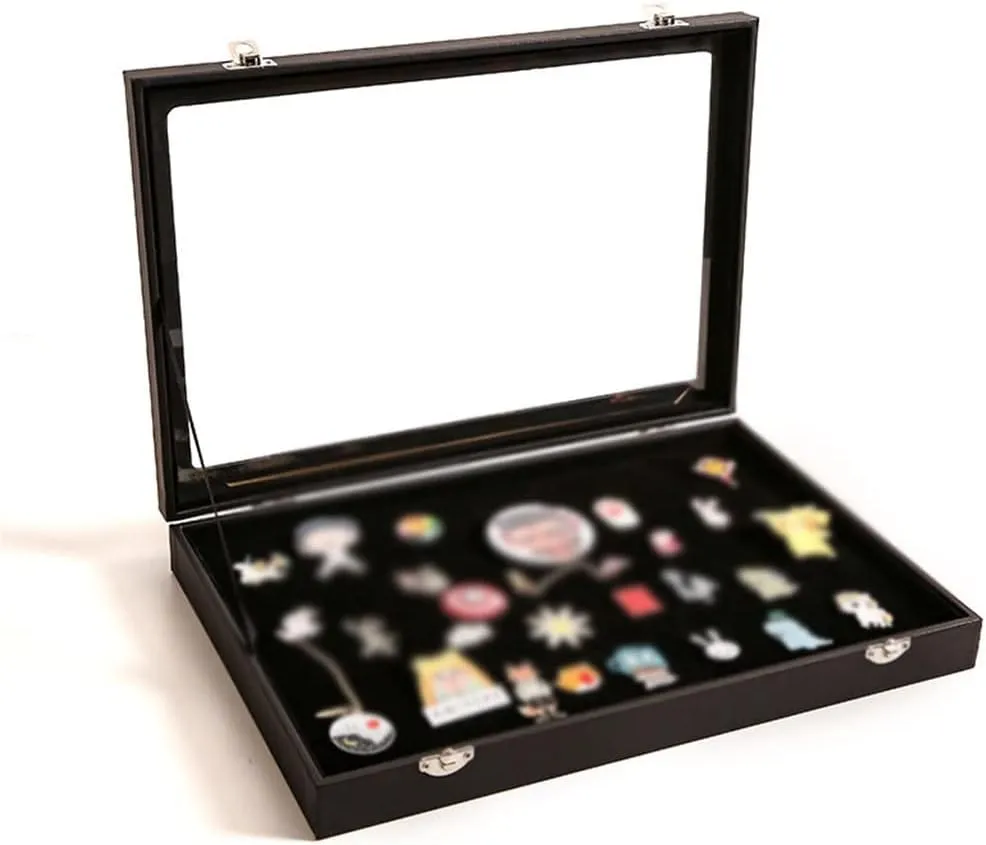 Pin Desk circuit contamination morale skepticism Display Jewelry Box Transparent Home Jewellery Storage And Organising Medal 