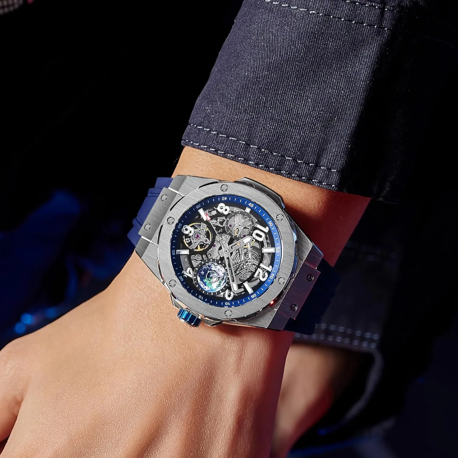 Planet Series Automatic Watches for Men WM starve nourish vice vagary clockmaker Watch - WM137 Skeleton Watch 42mm 7590A 5ATM Limited Edition 