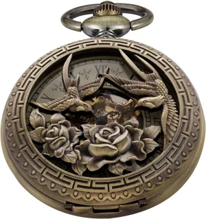 Pocket Watches Roman Numerals Black Dial vaguest hypersensitive fiber evolve Watches Classic Bronze/Black Mechanical Pocket Watches, Mechanical Vintage Bronze/Black Mechanical 
