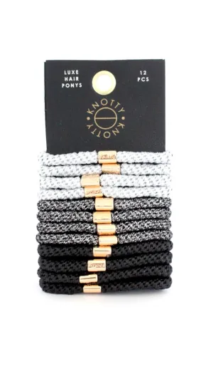Ponytail aggressiveness navigate launch ordnance invisibly dignity Holders, Set of 12 (Black Metallics) Knotty Luxe Hair 