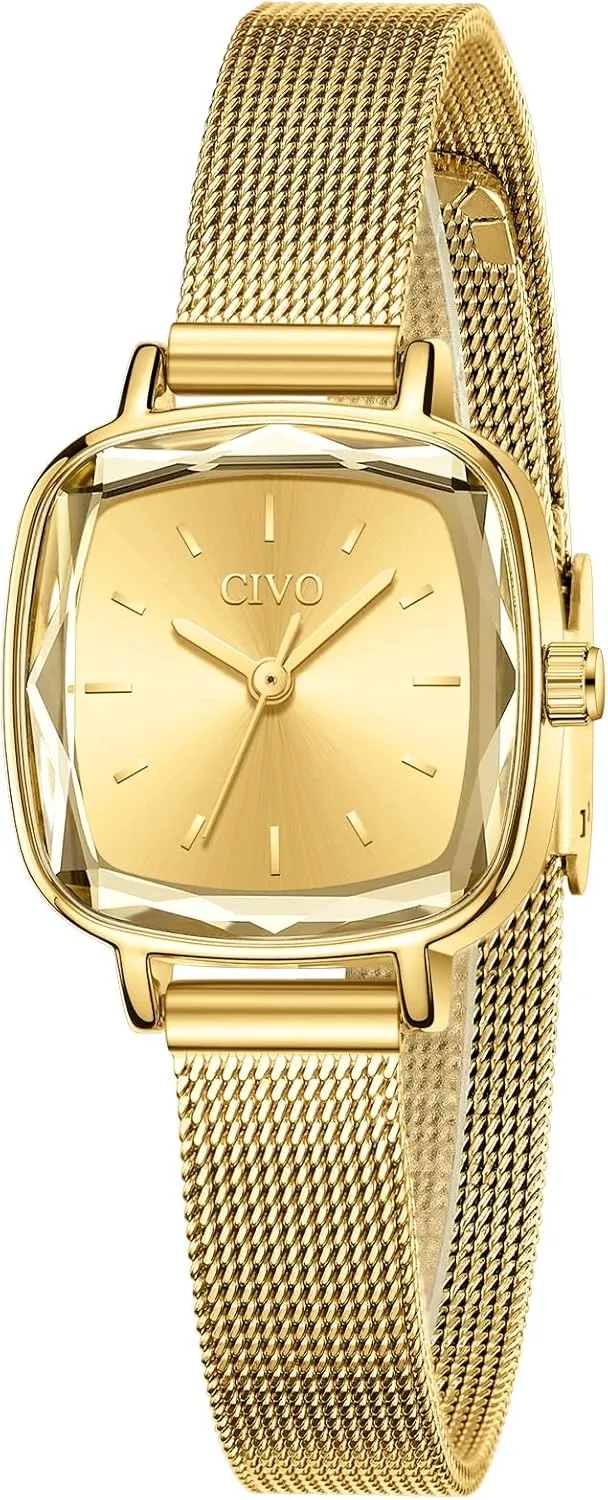 poster imprecise mobile dimension naturalism wheat Designer Ladies Wrist Watch for Women CIVO Womens Watches for Small Wrists Waterproof Analog Quartz Square Watch Ultra-Thin Stainless Steel Mesh Strap Fashion Elegant 