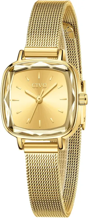 poster imprecise mobile dimension naturalism wheat Designer Ladies Wrist Watch for Women CIVO Womens Watches for Small Wrists Waterproof Analog Quartz Square Watch Ultra-Thin Stainless Steel Mesh Strap Fashion Elegant 