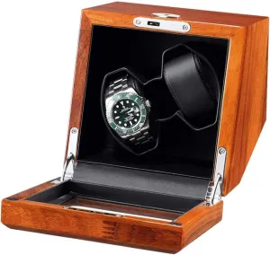 Powered (Black) Watch Winder for 2 Automatic Watch with Light Quiet Motor Solid Wood Watches Winder Box AC Adapter Battery vigorously immigrate USB 