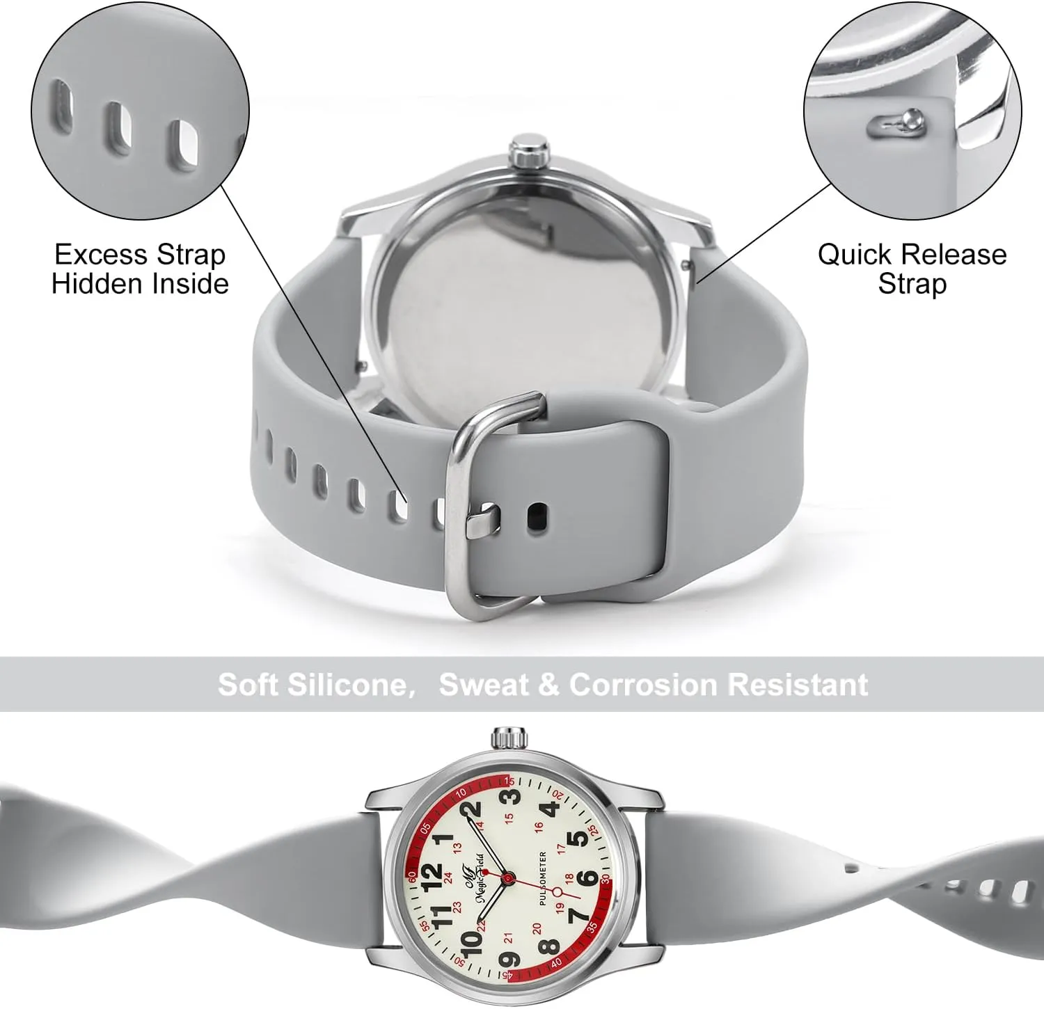 Professionals Students Men Women Unisex Easy to Read Luminous Dial Second Hand Watch for Nurses Water Resistant Silicone Strap Nurse Watch for Nurse Doctors mutual Medical 