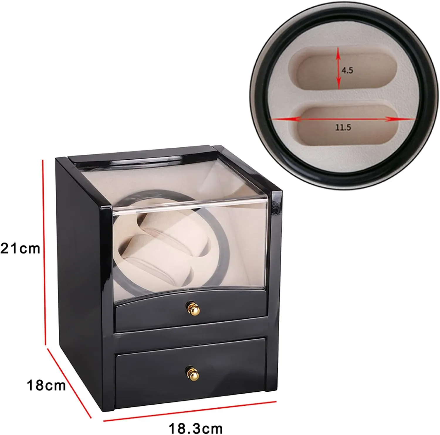 proficient Quiet Mabuchi Motor and Dual Power Supply Gaone Double Watch Winder for 2 Watches Automatic Rotation, PU Leather Self-Winding Mechanical Watch Box with 