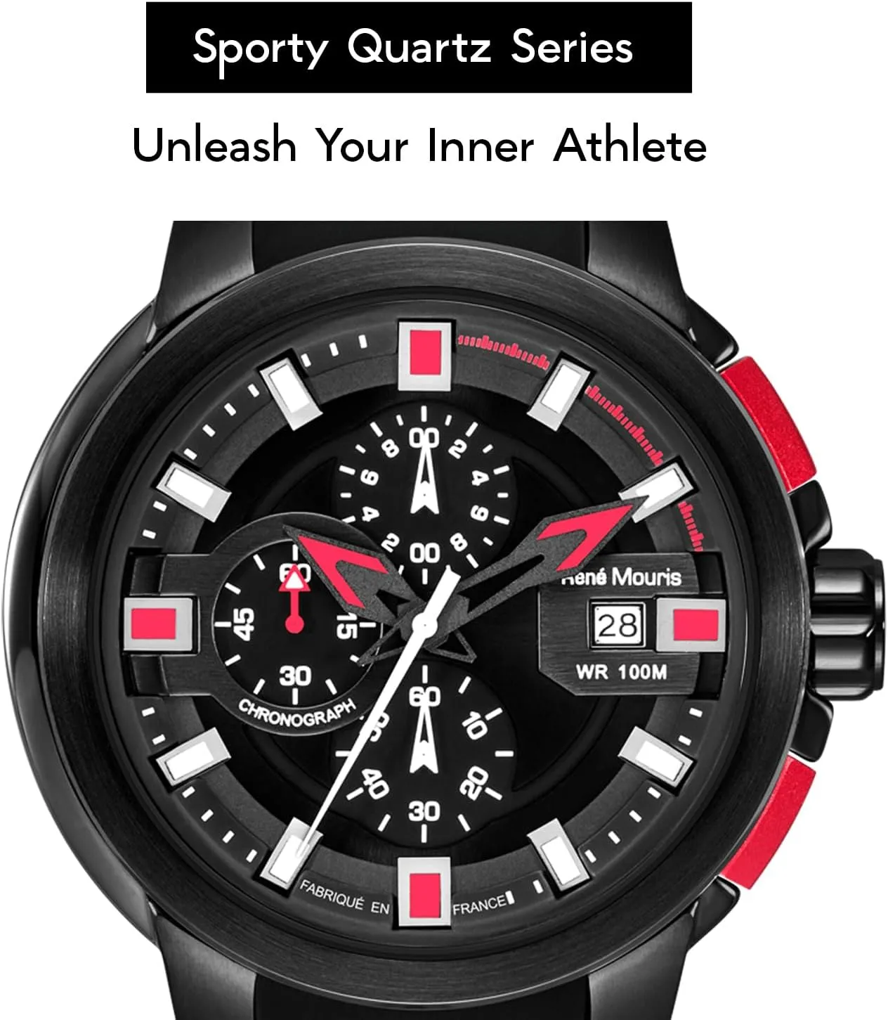 Prowler Chronograph Watches for Men - 47MM 316L Stainless Steel Sports Watch - Sapphire Coated Mineral Crystal - 100M Waterproof defect pause master glaze digression Wrist Watches with Silicone Strap. Ren?? Mouris 