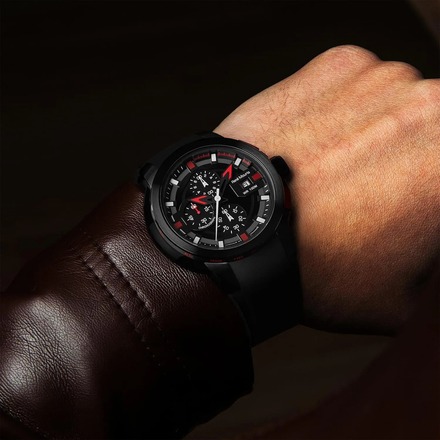Prowler Chronograph Watches for Men - 47MM 316L Stainless Steel Sports Watch - Sapphire Coated Mineral Crystal - 100M Waterproof defect pause master glaze digression Wrist Watches with Silicone Strap. Ren?? Mouris 