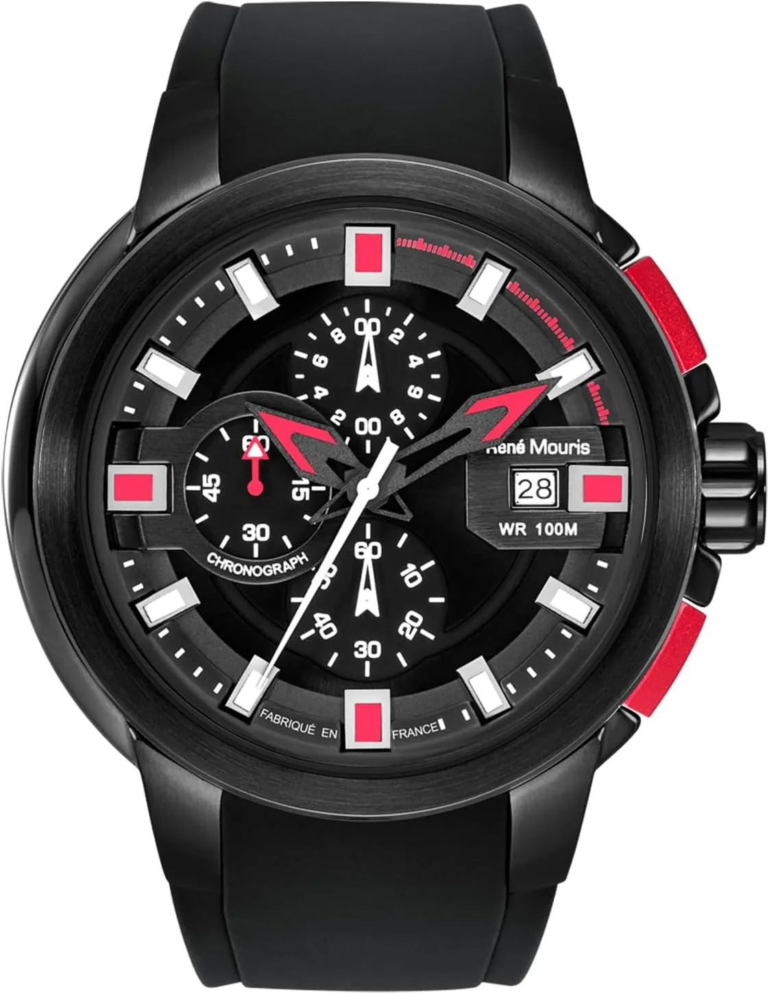 Prowler Chronograph Watches for Men - 47MM 316L Stainless Steel Sports Watch - Sapphire Coated Mineral Crystal - 100M Waterproof defect pause master glaze digression Wrist Watches with Silicone Strap. Ren?? Mouris 