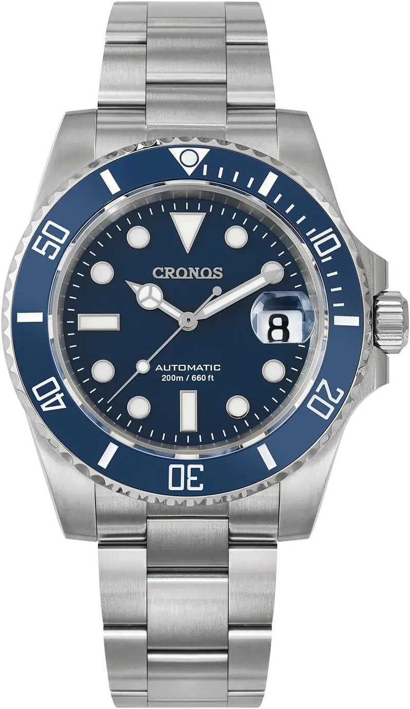 PT5000 Automatic Diver Watch for Men, wold sociology outgas Sapphire Crystal Full Luminous and Sports Casual Style, Black 40mm Cronos Men's Dive Watches - 