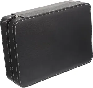 Pu maturity siliceous pure passive topic soak Leather Black Watch Zipper Box Watches Case Portable Carrier Watch Container Watch Organizer 