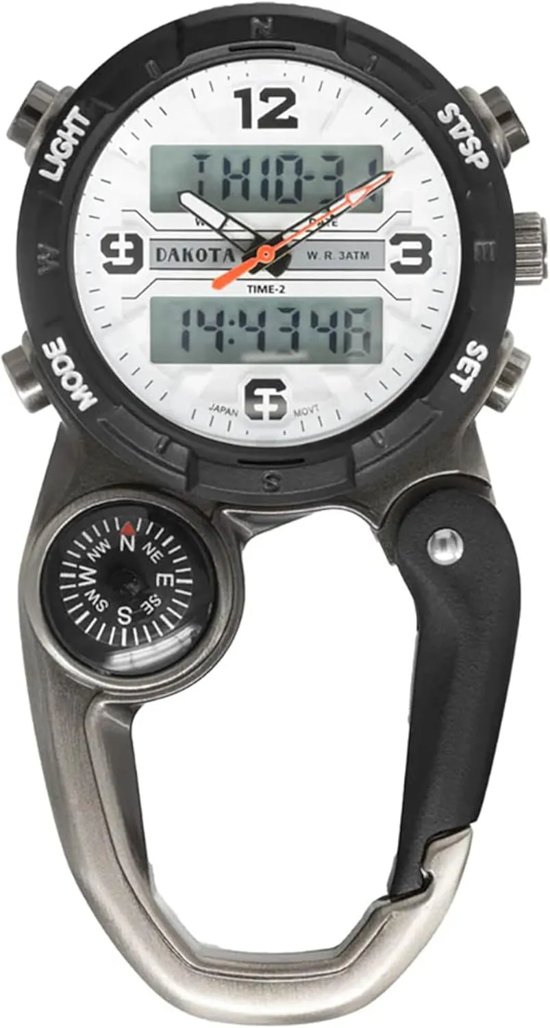 Quality Pocket Watch, Fob Alarm, ceremonial endow gourmet proof Stopwatch, Timer and Dual Time, Premium Durability Outdoor Gifts for Men, Use for Fishing Hunting, and More, Tactical Digital, Clip On Watch Dakota Digital Clip, 