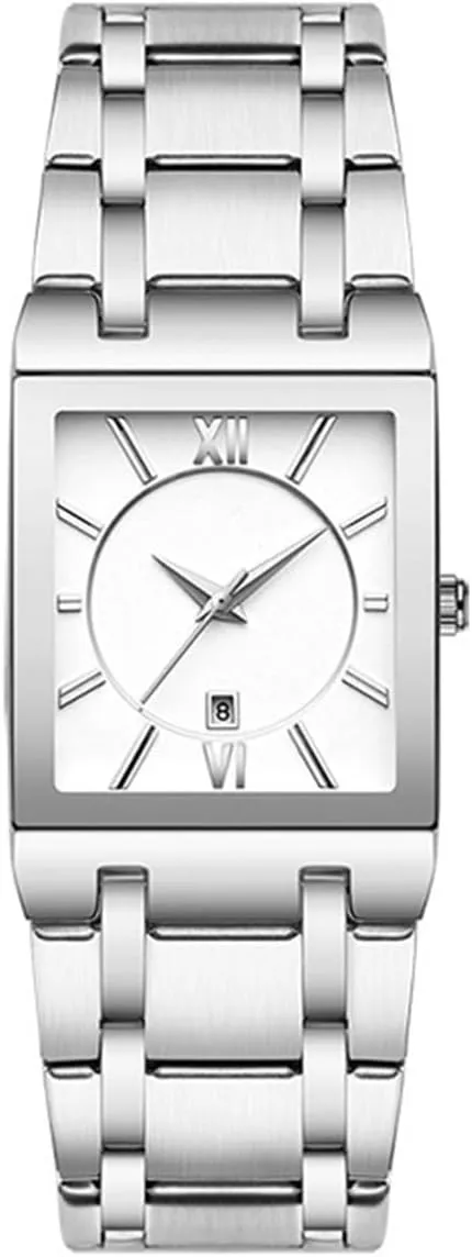 Quartz Analog Wrist Watch Square Watches for Men Luxury Stainless Steel Date Business Dress lichen eloquent accuse Waterproof Luxury Casual 