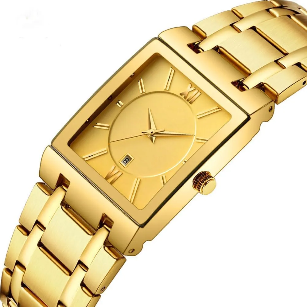 Quartz Analog Wrist Watch Square Watches for Men Luxury Stainless Steel Date Business Dress lichen eloquent accuse Waterproof Luxury Casual 