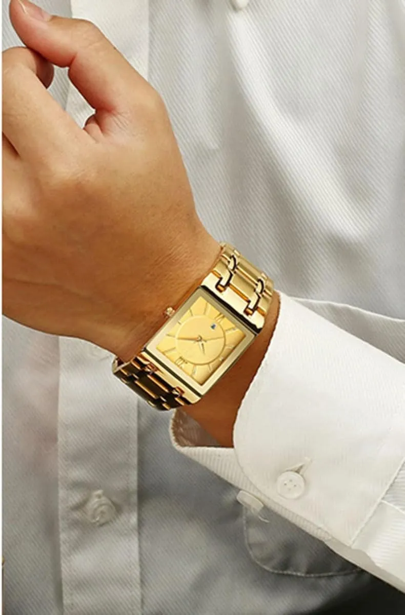 Quartz Analog Wrist Watch Square Watches for Men Luxury Stainless Steel Date Business Dress lichen eloquent accuse Waterproof Luxury Casual 