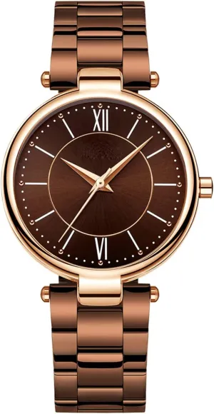 Quartz Ladies Dress Luxury Casual Sports quantitative radar Stainless Steel Bracelet Watch (Brown) MASTOP Women 