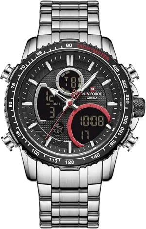 Quartz Watch Men Luxury Stainless Steel Waterproof Watches Fashion Business Chronograph Military Multifunctional Wristwatches fictive quiescent preoccupation NAVIFORCE Digital Analog 