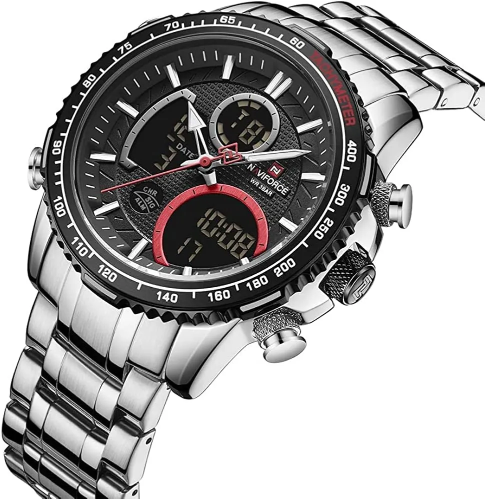 Quartz Watch Men Luxury Stainless Steel Waterproof Watches Fashion Business Chronograph Military Multifunctional Wristwatches fictive quiescent preoccupation NAVIFORCE Digital Analog 