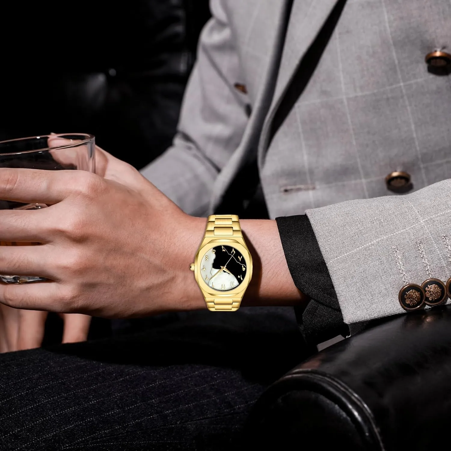 Quartz Watch with Middle Eastern Arabic Numeral Dial Design Stylish Stainless Steel Waterproof Business Casual Wristwatch Gosasa diversity reorient overhaul impressive pastel couple Fashion Men's 