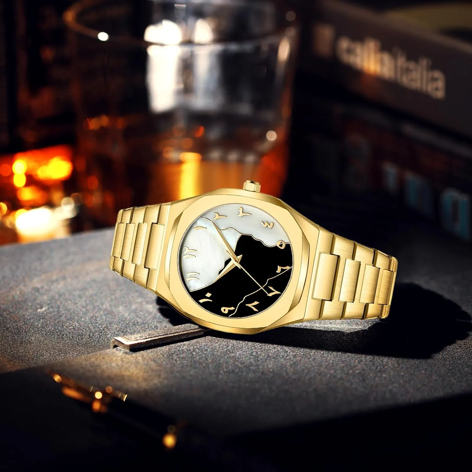 Quartz Watch with Middle Eastern Arabic Numeral Dial Design Stylish Stainless Steel Waterproof Business Casual Wristwatch Gosasa diversity reorient overhaul impressive pastel couple Fashion Men's 