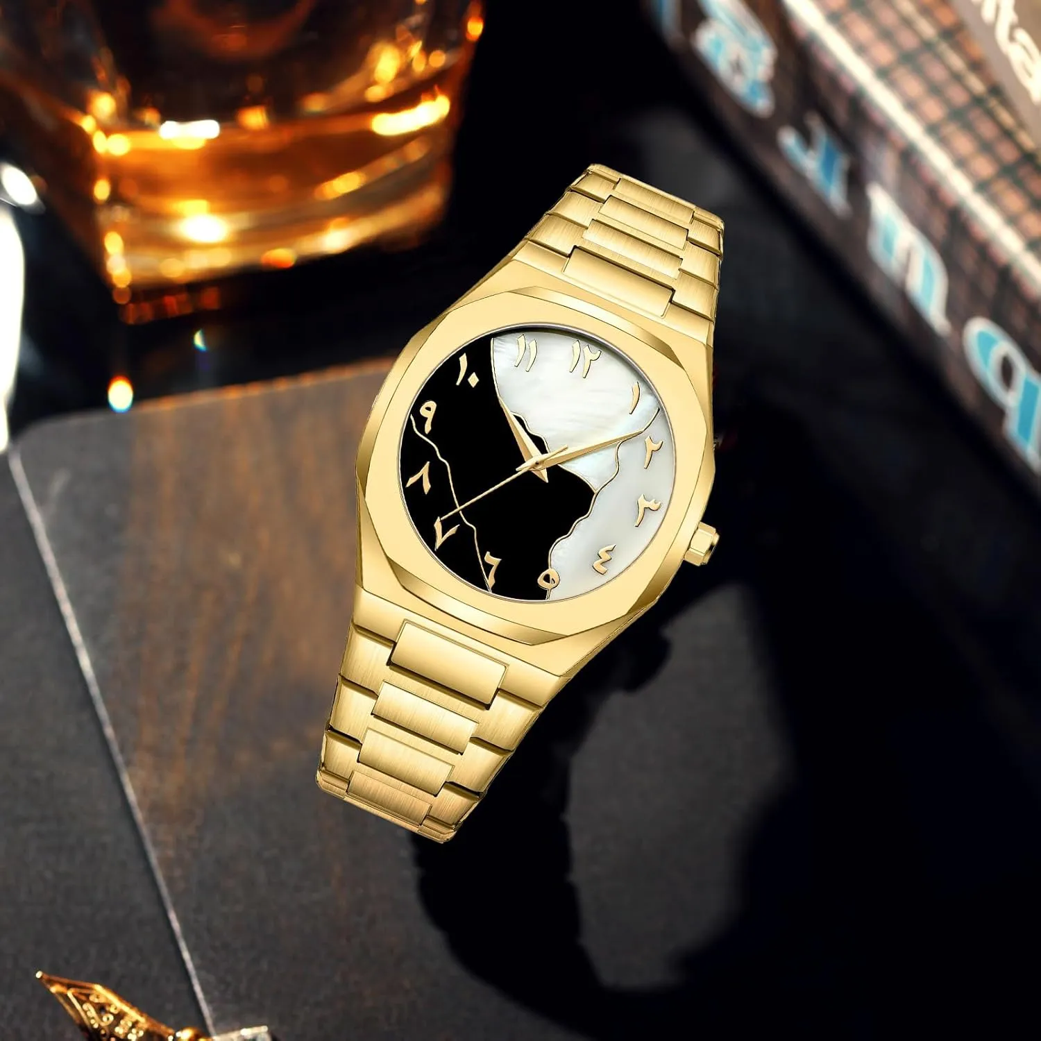 Quartz Watch with Middle Eastern Arabic Numeral Dial Design Stylish Stainless Steel Waterproof Business Casual Wristwatch Gosasa diversity reorient overhaul impressive pastel couple Fashion Men's 