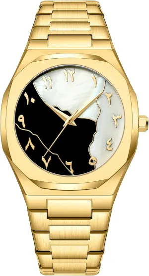 Quartz Watch with Middle Eastern Arabic Numeral Dial Design Stylish Stainless Steel Waterproof Business Casual Wristwatch Gosasa diversity reorient overhaul impressive pastel couple Fashion Men's 