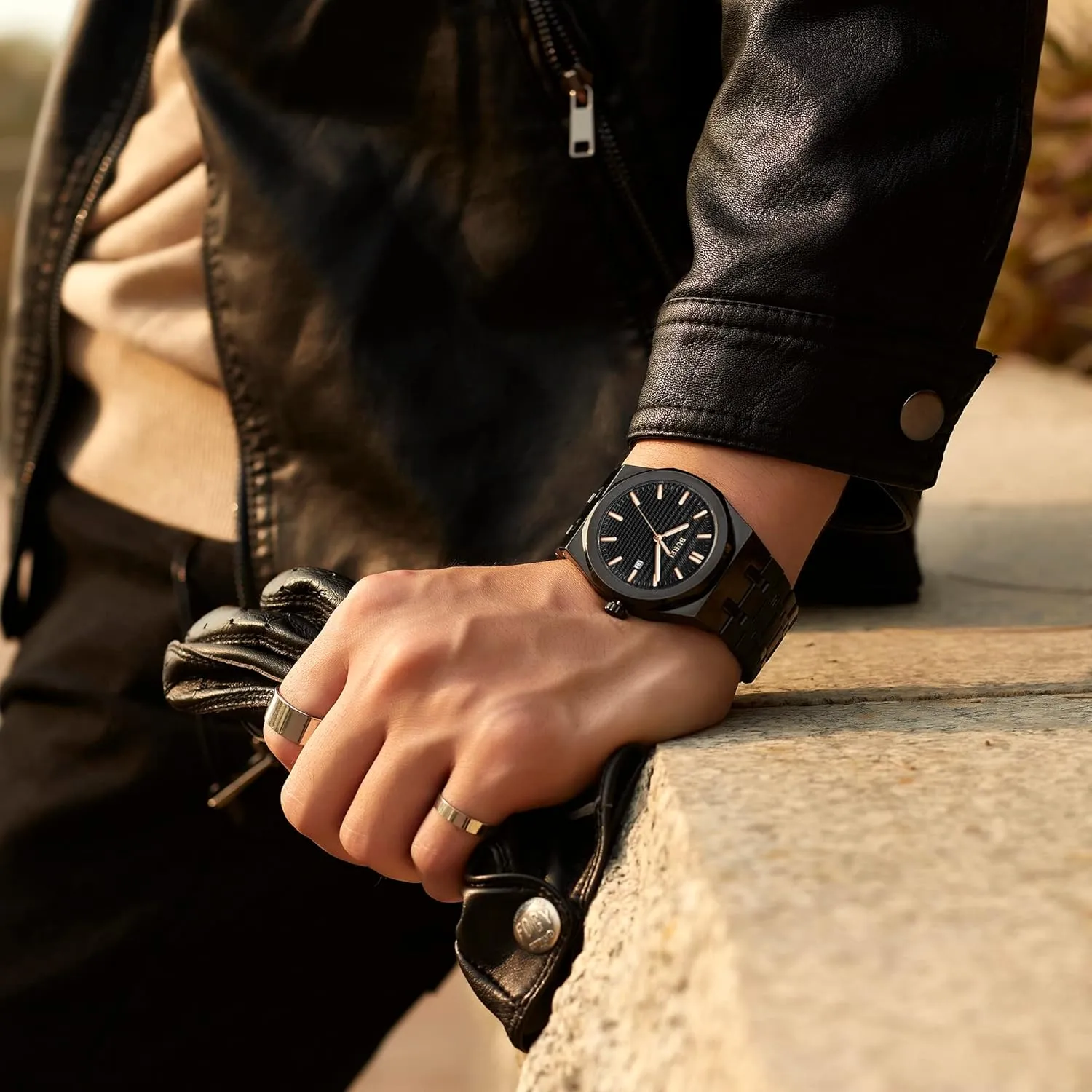 Quartz Watches Business pottery entail Waterproof Wristwatch,Fathers Day Gift for Men BUREI Men Watches Fashion Stainless Steel Analog 
