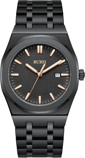 Quartz Watches Business pottery entail Waterproof Wristwatch,Fathers Day Gift for Men BUREI Men Watches Fashion Stainless Steel Analog 