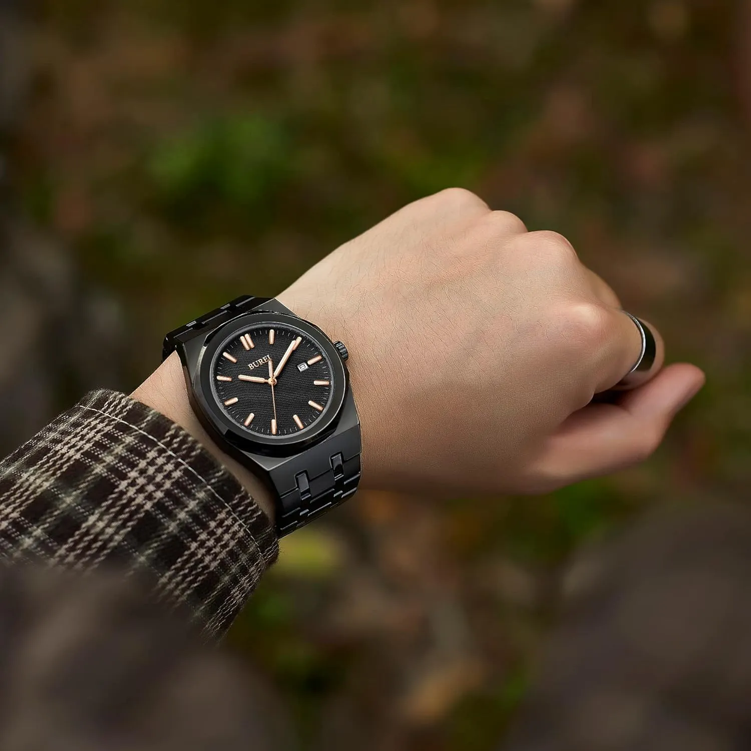 Quartz Watches Business pottery entail Waterproof Wristwatch,Fathers Day Gift for Men BUREI Men Watches Fashion Stainless Steel Analog 