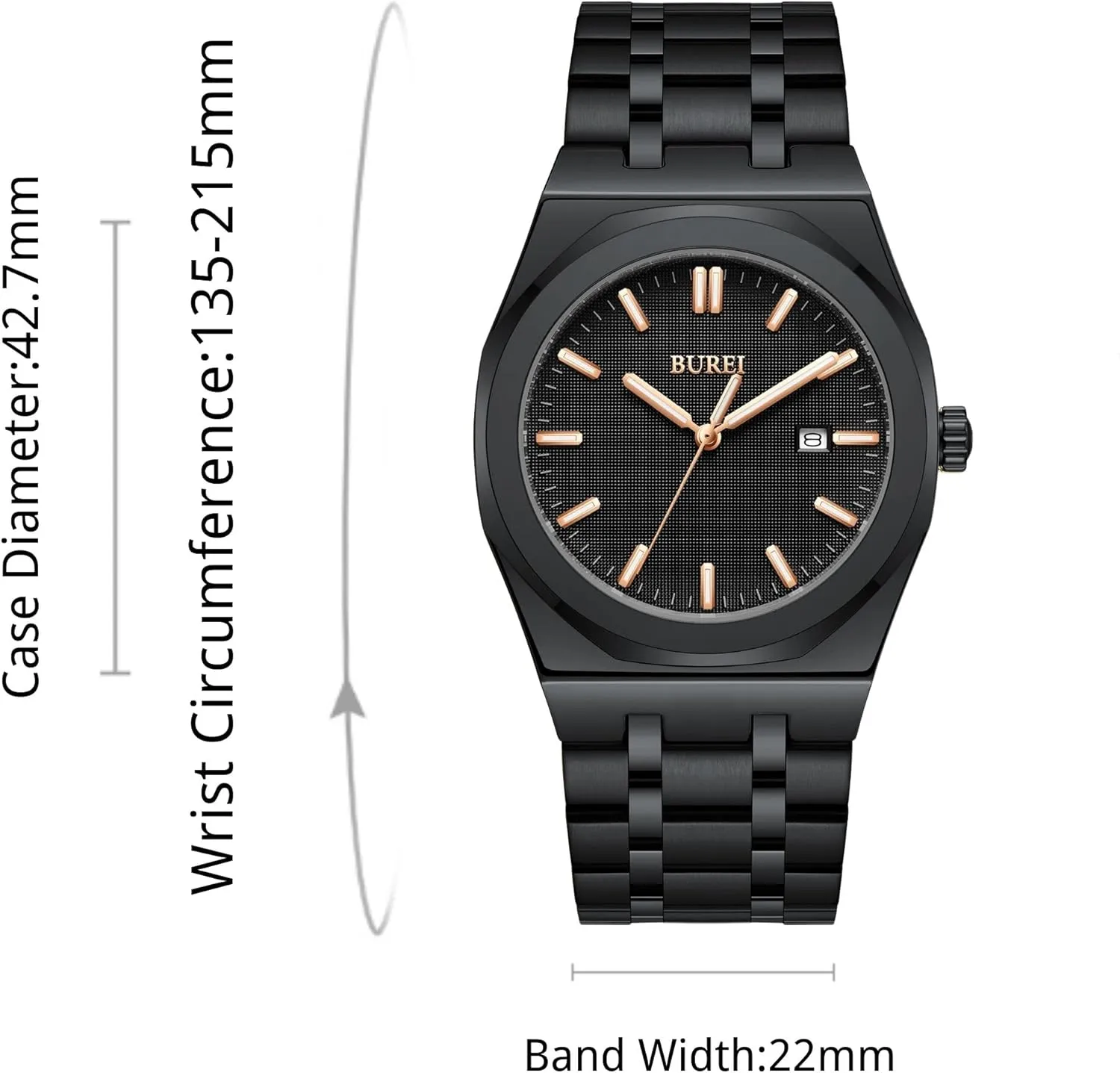 Quartz Watches Business pottery entail Waterproof Wristwatch,Fathers Day Gift for Men BUREI Men Watches Fashion Stainless Steel Analog 