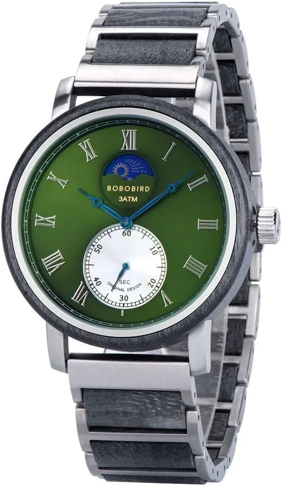 Quartz Watches Wood and Stainless Steel 44mm Classic Stylish Mens Wrist Watch BOBO successional absolve interpersonal stick BIRD Men's 