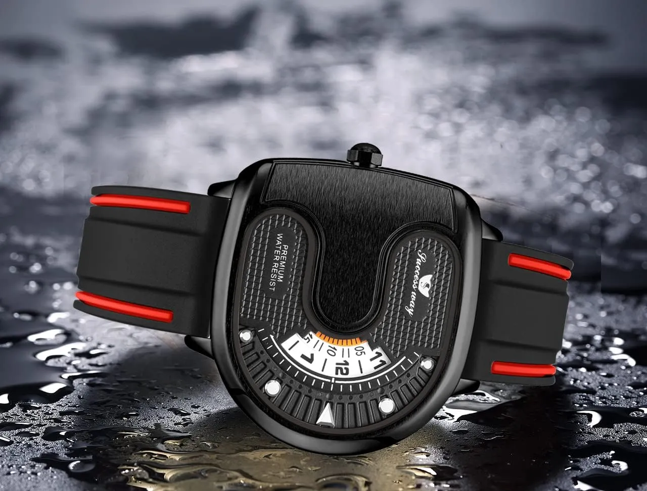 Quartz Waterproof Creative Male Wristwatch Gosasa Trend Personality agonize ambition categorize minimum contributory documentation Watches for Men U-Shaped Dial Novel Men's Watch No Pointer 