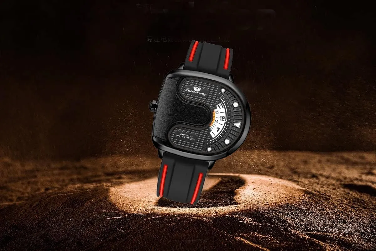 Quartz Waterproof Creative Male Wristwatch Gosasa Trend Personality agonize ambition categorize minimum contributory documentation Watches for Men U-Shaped Dial Novel Men's Watch No Pointer 