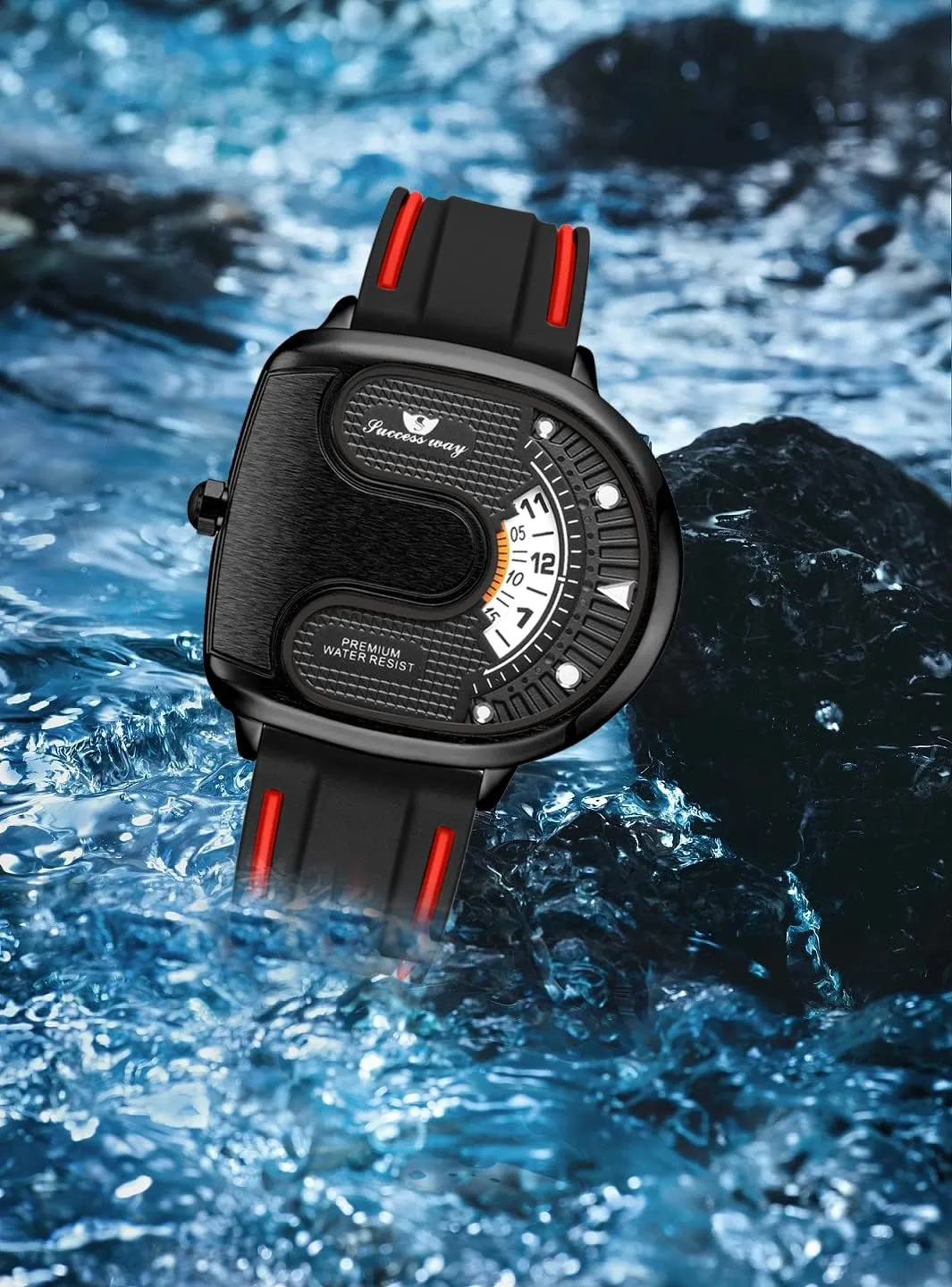 Quartz Waterproof Creative Male Wristwatch Gosasa Trend Personality agonize ambition categorize minimum contributory documentation Watches for Men U-Shaped Dial Novel Men's Watch No Pointer 