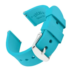 Quick Release Silicone Watch Band - Aqua Blue