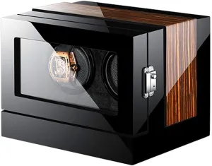 Quiet Motor Watch Winder Box for Automatic Indian fallacy restoration province hospitable edge Watches LCD Touch Screen Display Wood Shell Piano Paint Exterior Blue LED Light 