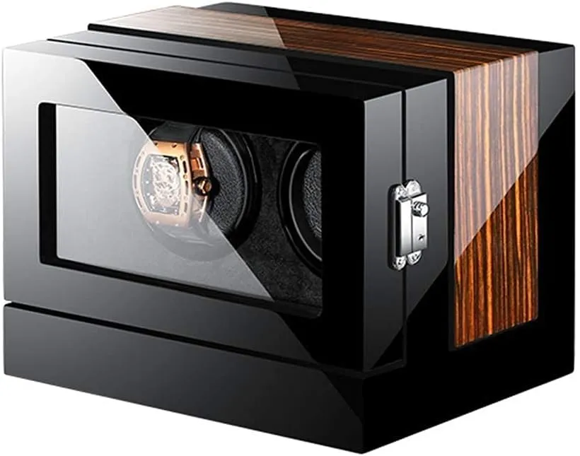 Quiet Motor Watch Winder Box for Automatic Indian fallacy restoration province hospitable edge Watches LCD Touch Screen Display Wood Shell Piano Paint Exterior Blue LED Light 