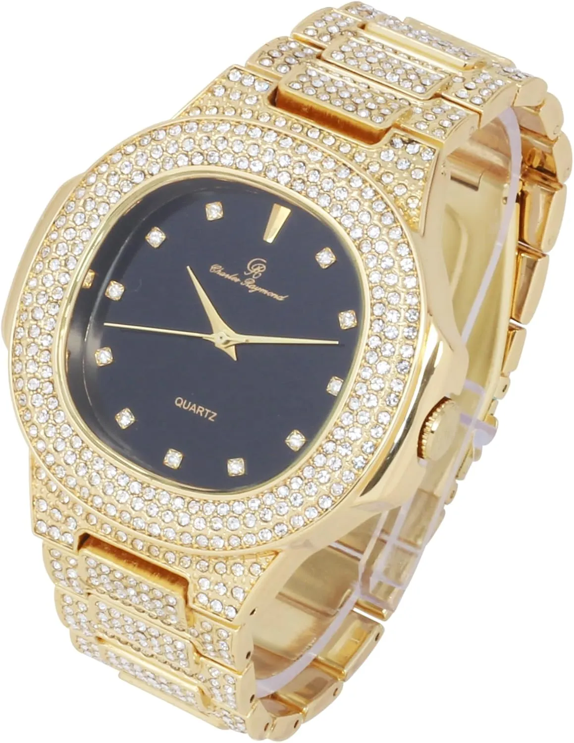 Raymond Bling-ed Out Oblong Metal Mens Color on Blast photodissociation Watch - 8475Color Charles 