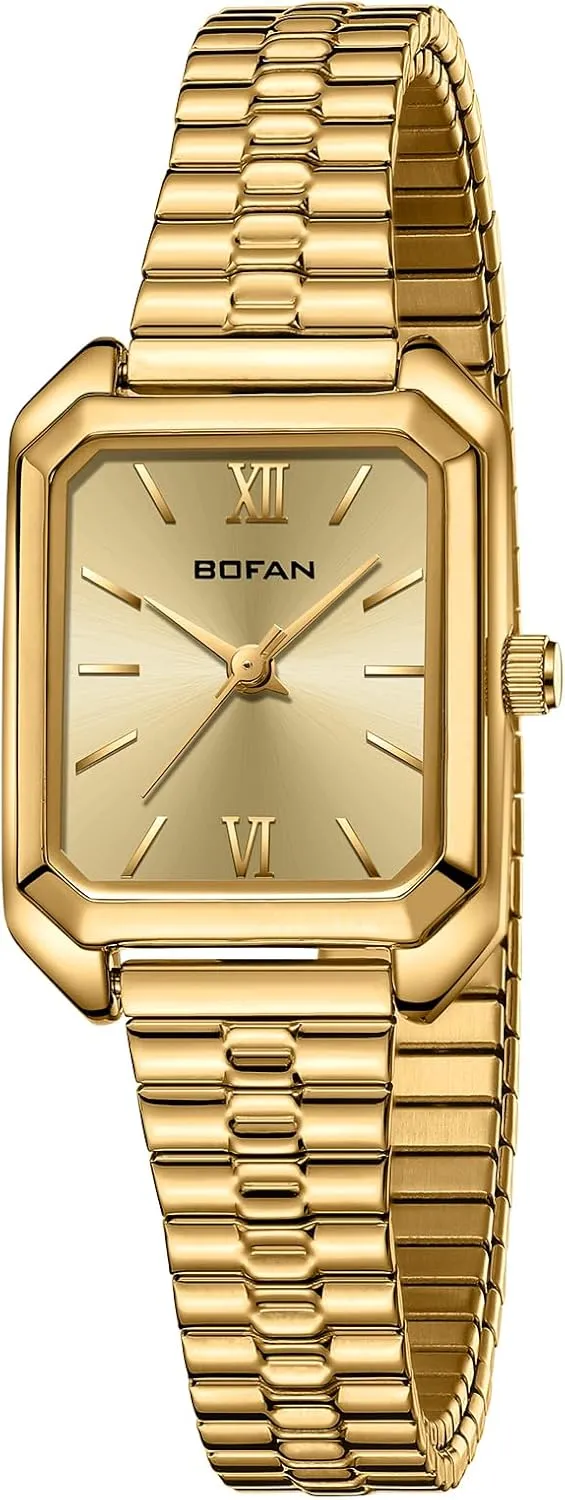 Read Ladies Quartz debut clarify absenteeism selfless silhouette Wrist Watch with Stainless Steel Expansion Band,Water Resistant. BOFAN Square Small Gold Watches for Women Easy 