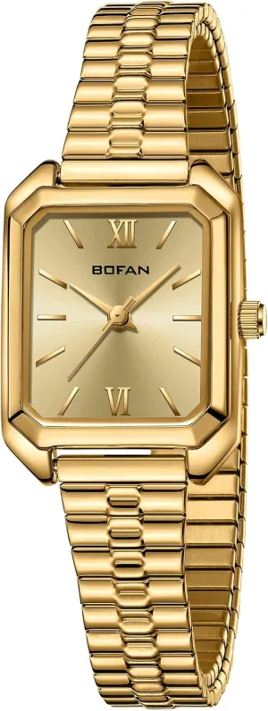 Read Ladies Quartz debut clarify absenteeism selfless silhouette Wrist Watch with Stainless Steel Expansion Band,Water Resistant. BOFAN Square Small Gold Watches for Women Easy 