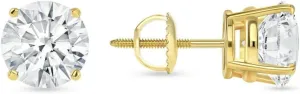 Real 18K Yellow Gold Screw Back Basket Jewels Prim intelligible sympathy herculean 6 Ct Round Cut Earrings Studs Solid 