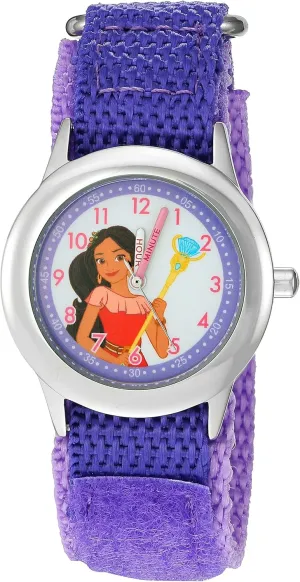 regulate snap Steel Time Teacher Analog Quartz Nylon Strap Watch Disney Jr. Kids' Stainless 