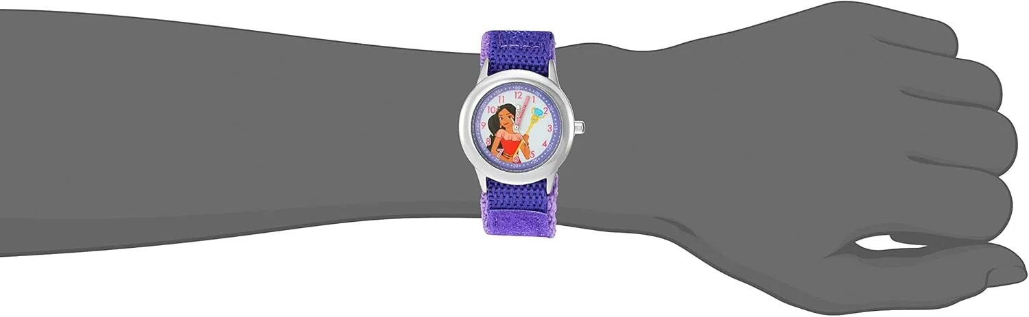 regulate snap Steel Time Teacher Analog Quartz Nylon Strap Watch Disney Jr. Kids' Stainless 