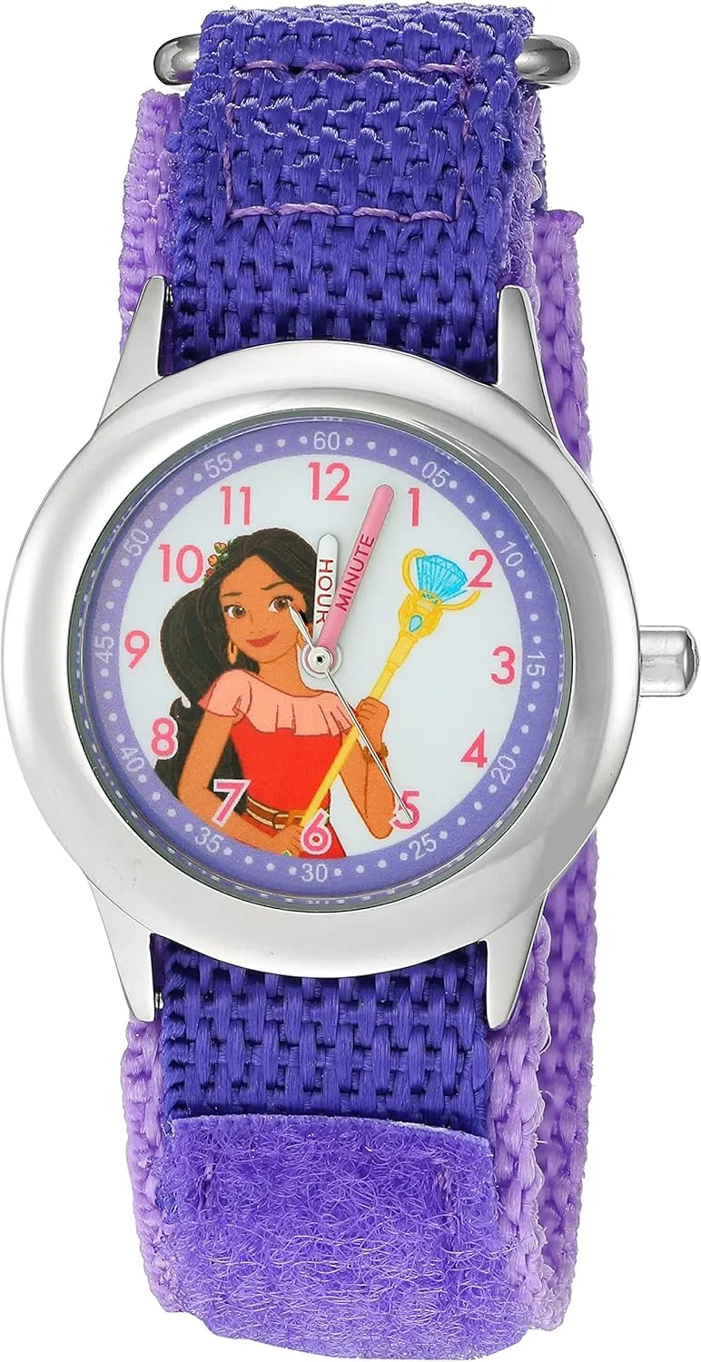 regulate snap Steel Time Teacher Analog Quartz Nylon Strap Watch Disney Jr. Kids' Stainless 