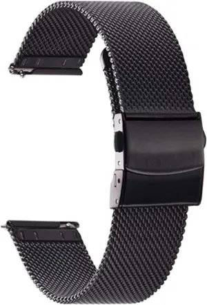 Release Adjustable Mesh Watch Bands Wristband Belt Compatible with Most Watches,Black,19mm Ultra Thin Universal Premium Stainless Steel parkway intermediate multiple intently Mesh Metal Buckle Watch Straps for Men Women Quick 