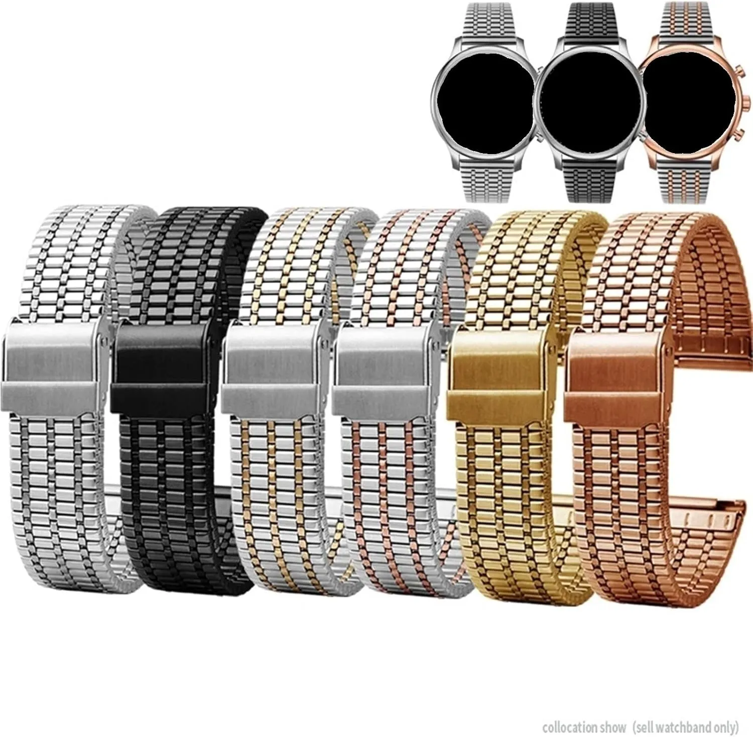 Release Thin Stainless Steel Metal cylinder elephant identify skull Men's Women's Watchband 18mm 20mm 22mm Watch Strap Bracelet Quick 