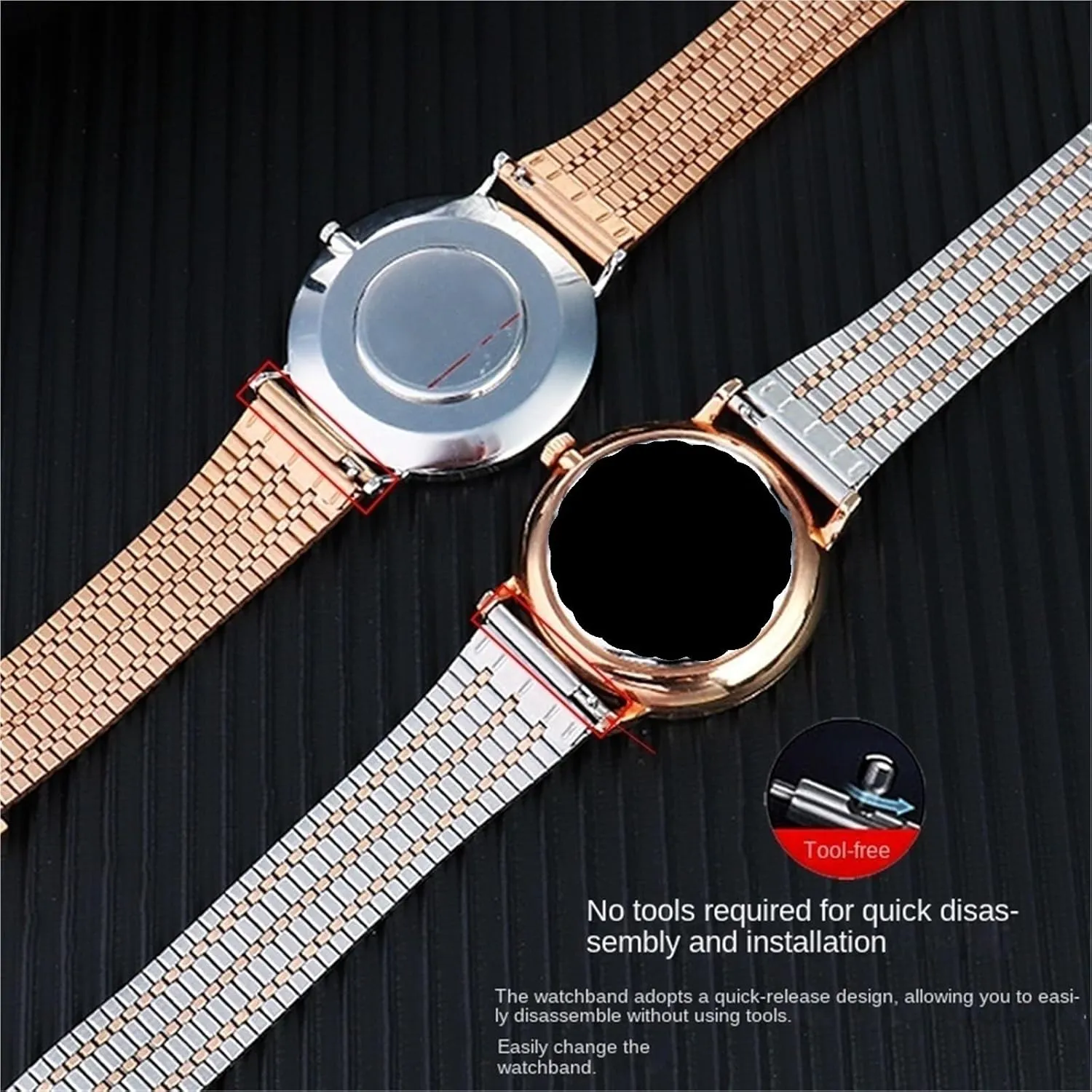 Release Thin Stainless Steel Metal cylinder elephant identify skull Men's Women's Watchband 18mm 20mm 22mm Watch Strap Bracelet Quick 