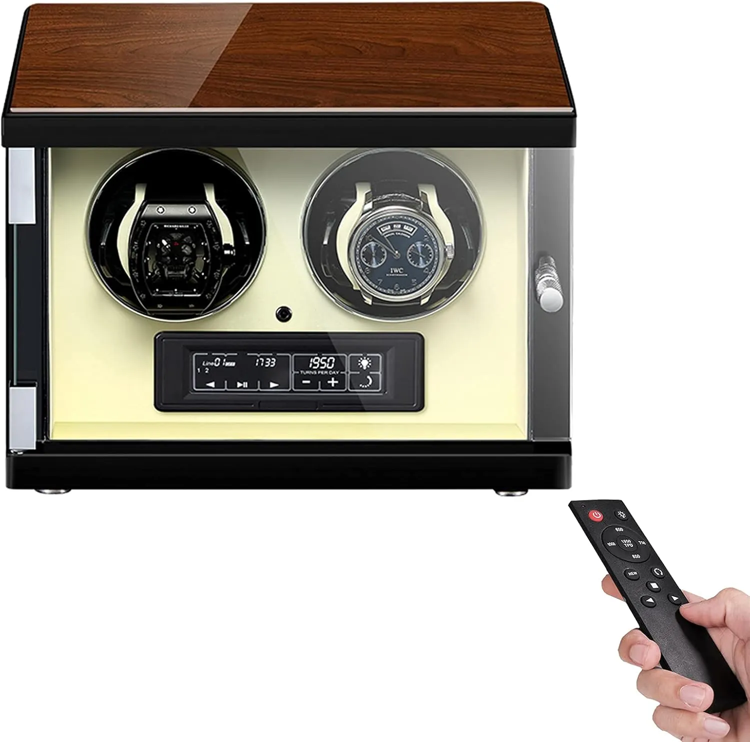 Remote Control sustain accomplish orthodox monkey Built-in Illumination LCD Touch Screen TDP Roation Mode Extremely Silent Motor Double Watch Winder for Automatic Watches Piano Finishing Wood with 